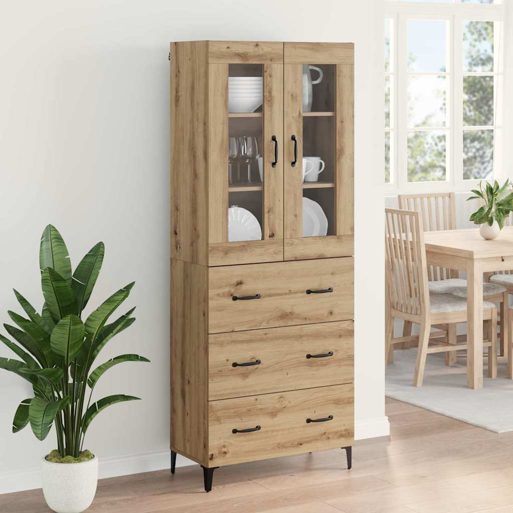 Highboard Artisan Eiken 69,5 x 34 x 180 cm Bewerkt hout is nu te koop bij PeponiXL, paradijselijk wonen!