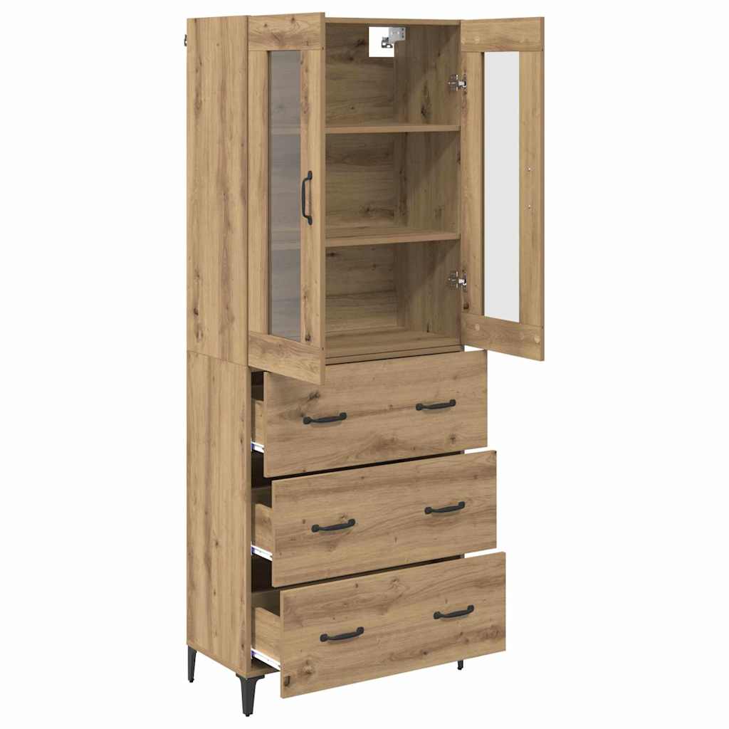 Highboard Artisan Eiken 69,5 x 34 x 180 cm Bewerkt hout is nu te koop bij PeponiXL, paradijselijk wonen!