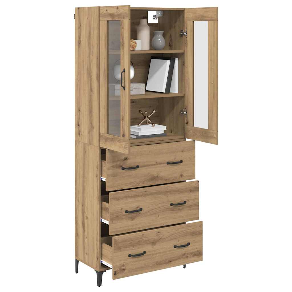 Highboard Artisan Eiken 69,5 x 34 x 180 cm Bewerkt hout is nu te koop bij PeponiXL, paradijselijk wonen!