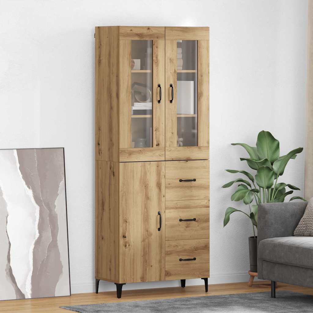 Highboard Artisan Eiken 69,5 x 34 x 180 cm Bewerkt hout is nu te koop bij PeponiXL, paradijselijk wonen!