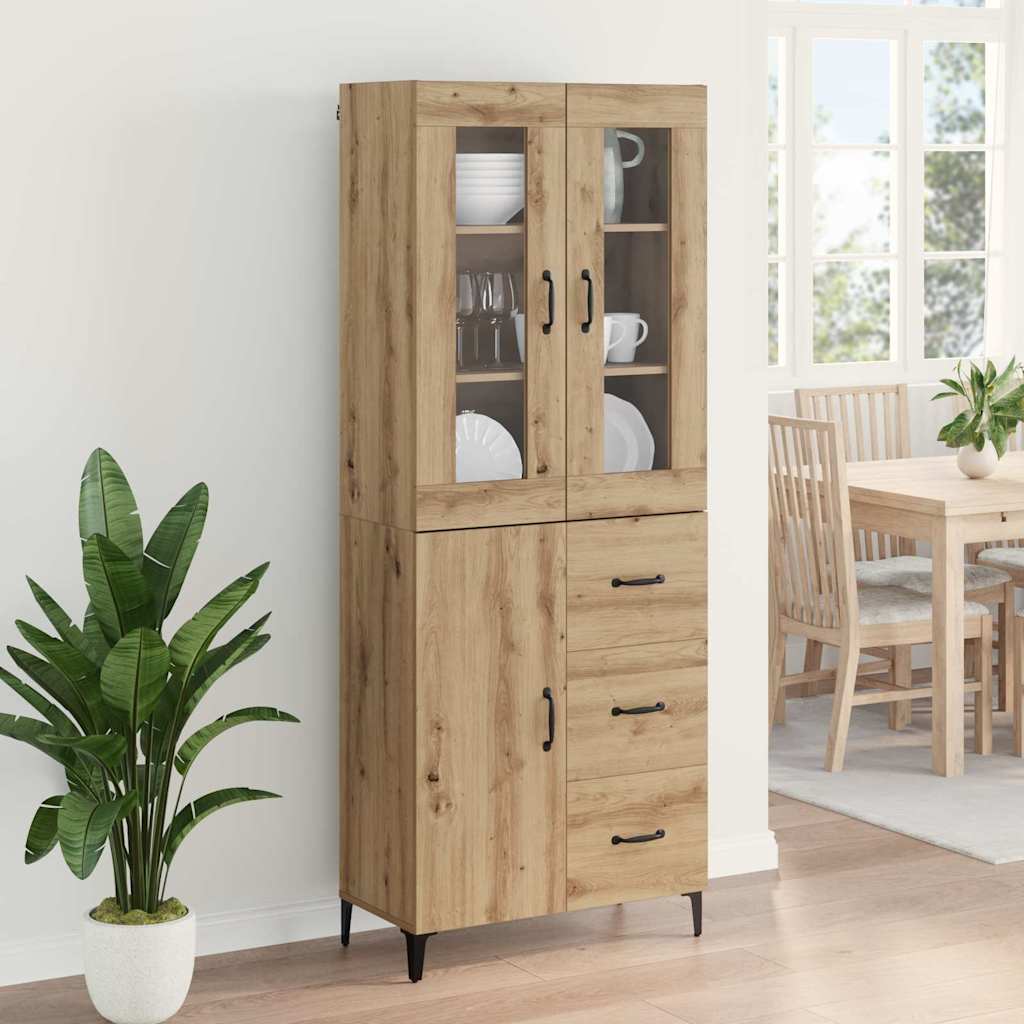 Highboard Artisan Eiken 69,5 x 34 x 180 cm Bewerkt hout is nu te koop bij PeponiXL, paradijselijk wonen!