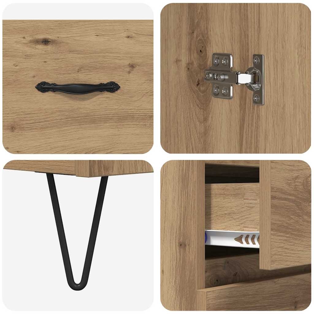 Hoge kast met lade 2 pcs Artisan Eiken Geëngineerd hout en glas is nu te koop bij PeponiXL, paradijselijk wonen!