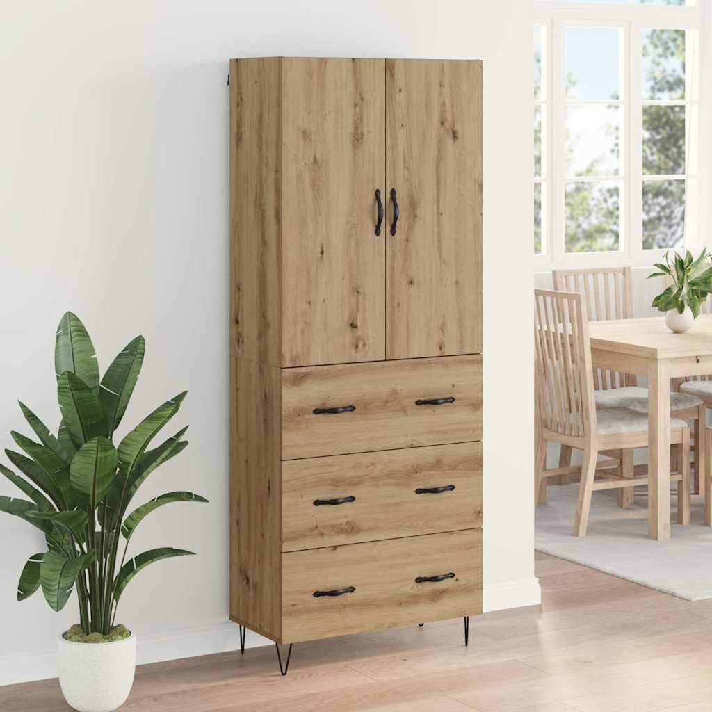Hoge kast met lade 2 pcs Artisan Eiken Geëngineerd hout en glas is nu te koop bij PeponiXL, paradijselijk wonen!