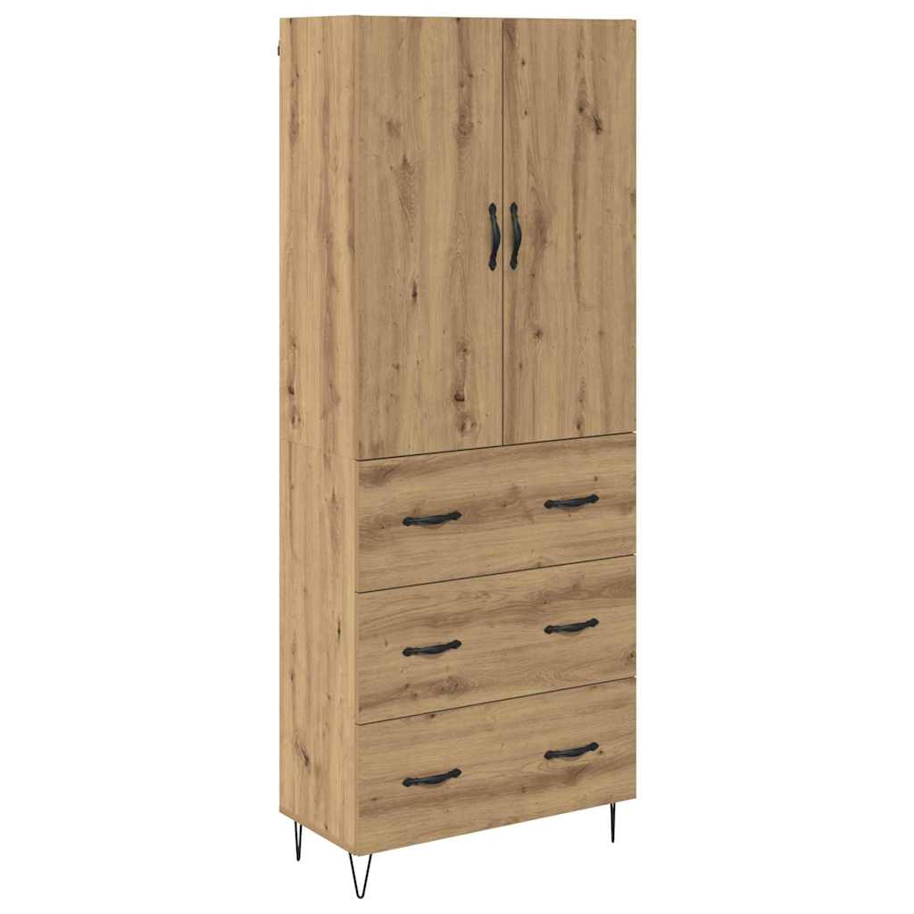 Hoge kast met lade 2 pcs Artisan Eiken Geëngineerd hout en glas is nu te koop bij PeponiXL, paradijselijk wonen!