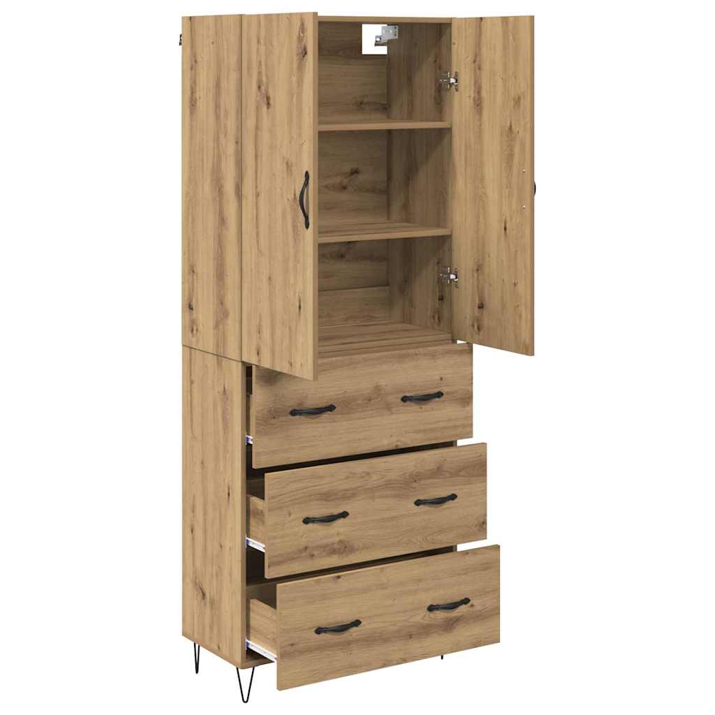 Hoge kast met lade 2 pcs Artisan Eiken Geëngineerd hout en glas is nu te koop bij PeponiXL, paradijselijk wonen!