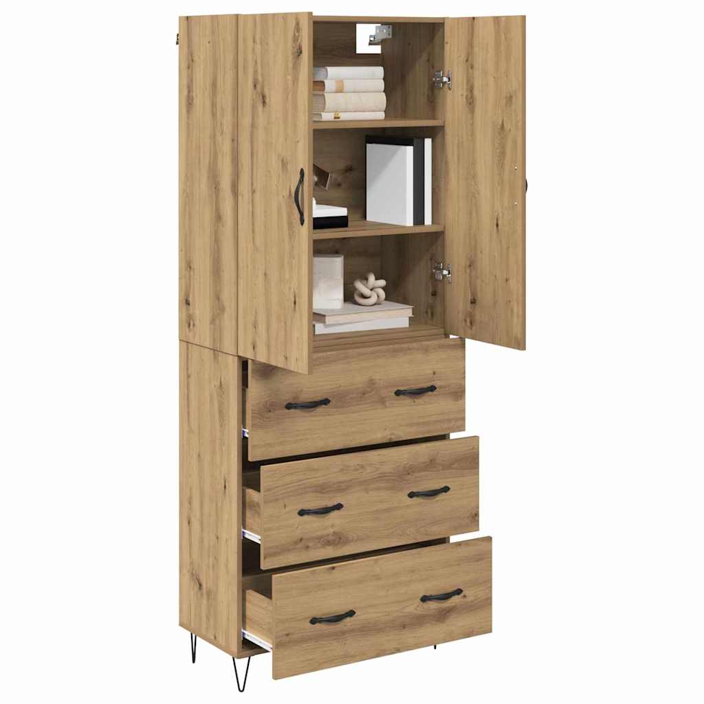 Hoge kast met lade 2 pcs Artisan Eiken Geëngineerd hout en glas is nu te koop bij PeponiXL, paradijselijk wonen!