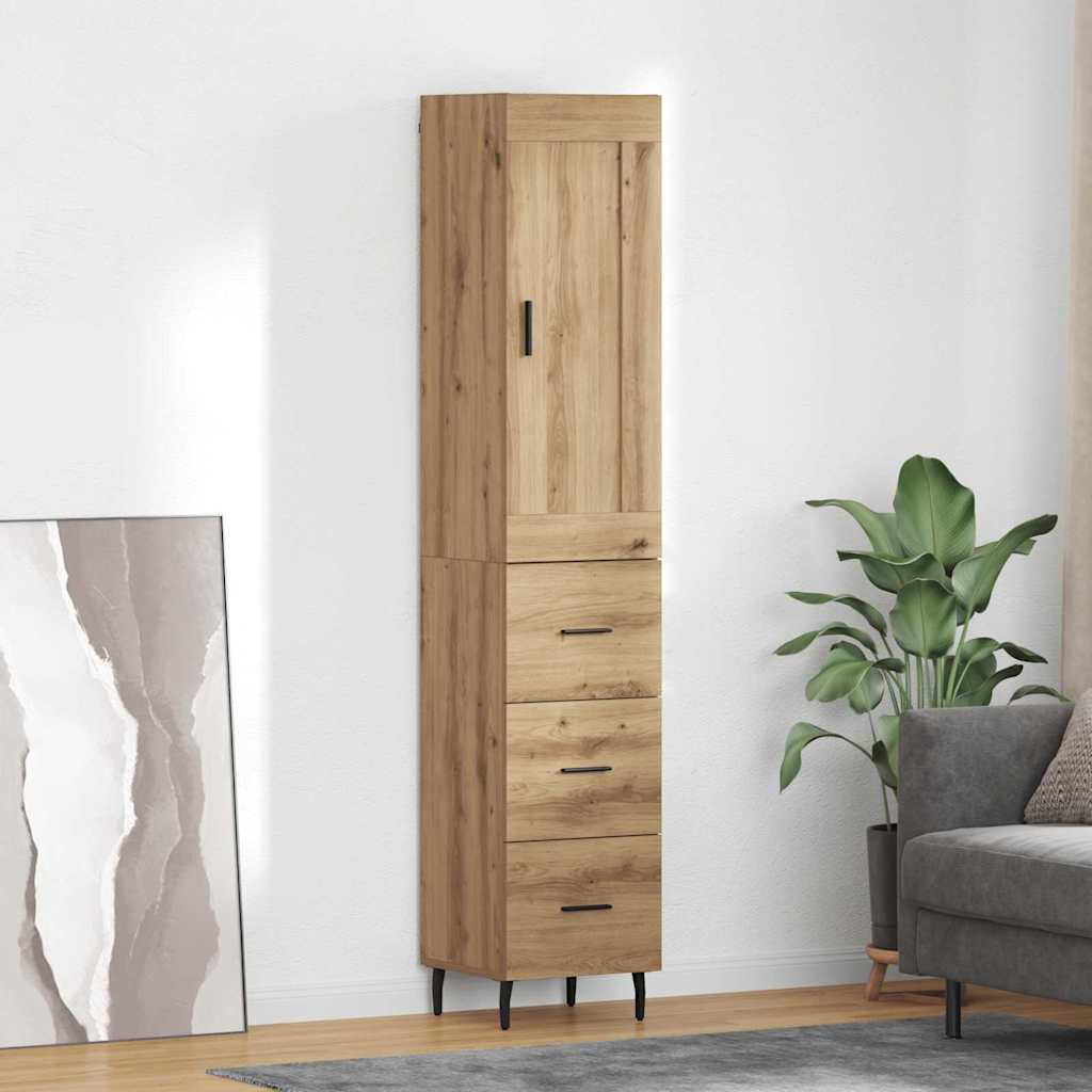 Highboard Artisan Eiken 34,5 x 34 x 180 cm Bewerkt hout is nu te koop bij PeponiXL, paradijselijk wonen!