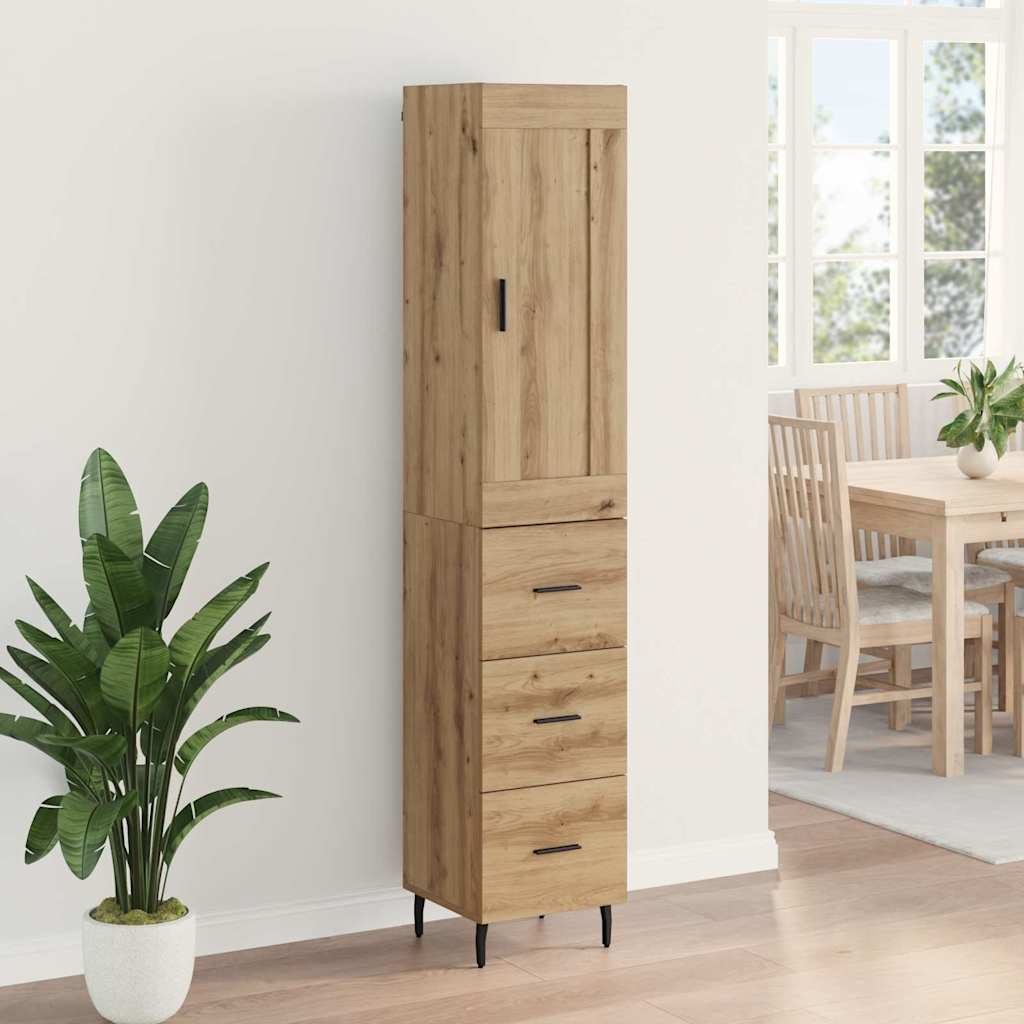 Highboard Artisan Eiken 34,5 x 34 x 180 cm Bewerkt hout is nu te koop bij PeponiXL, paradijselijk wonen!