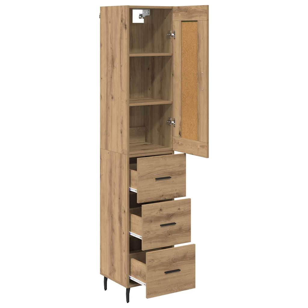Highboard Artisan Eiken 34,5 x 34 x 180 cm Bewerkt hout is nu te koop bij PeponiXL, paradijselijk wonen!