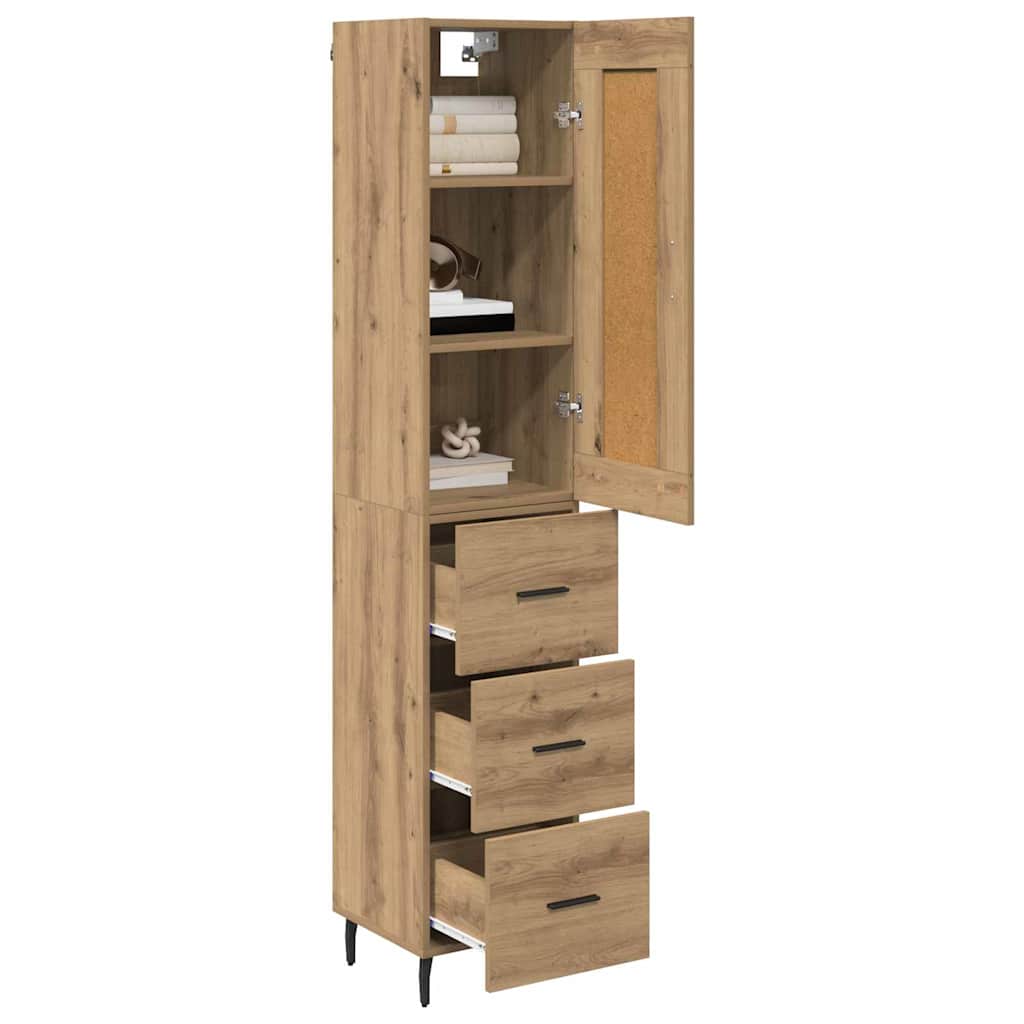 Highboard Artisan Eiken 34,5 x 34 x 180 cm Bewerkt hout is nu te koop bij PeponiXL, paradijselijk wonen!
