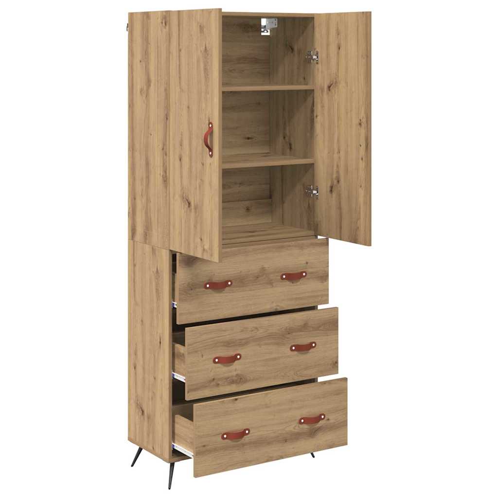 Highboard Artisan Eiken 69,5 x 34 x 180 cm Bewerkt hout is nu te koop bij PeponiXL, paradijselijk wonen!