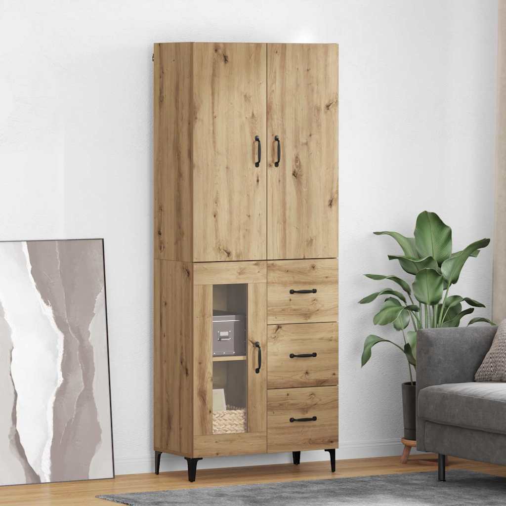 Highboard Artisan Eiken 69,5 x 34 x 180 cm Bewerkt hout is nu te koop bij PeponiXL, paradijselijk wonen!