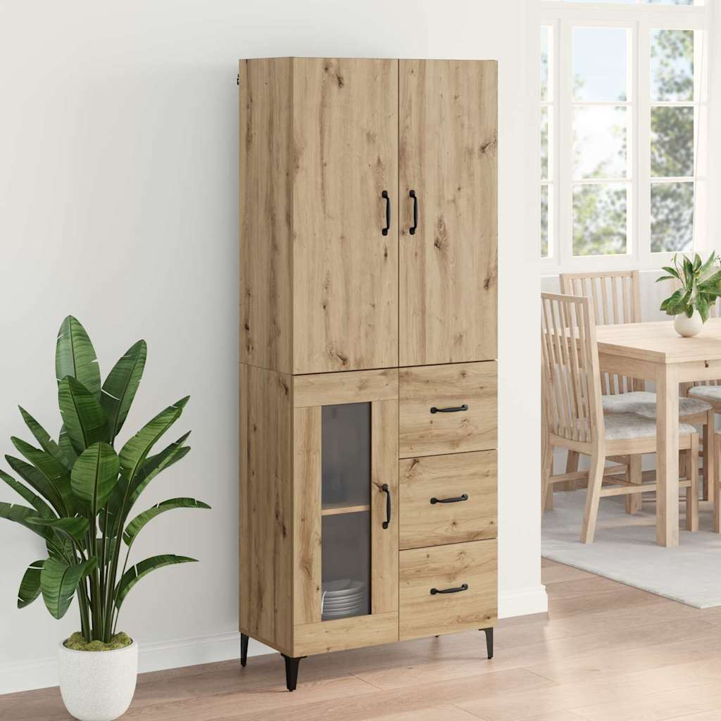 Highboard Artisan Eiken 69,5 x 34 x 180 cm Bewerkt hout is nu te koop bij PeponiXL, paradijselijk wonen!