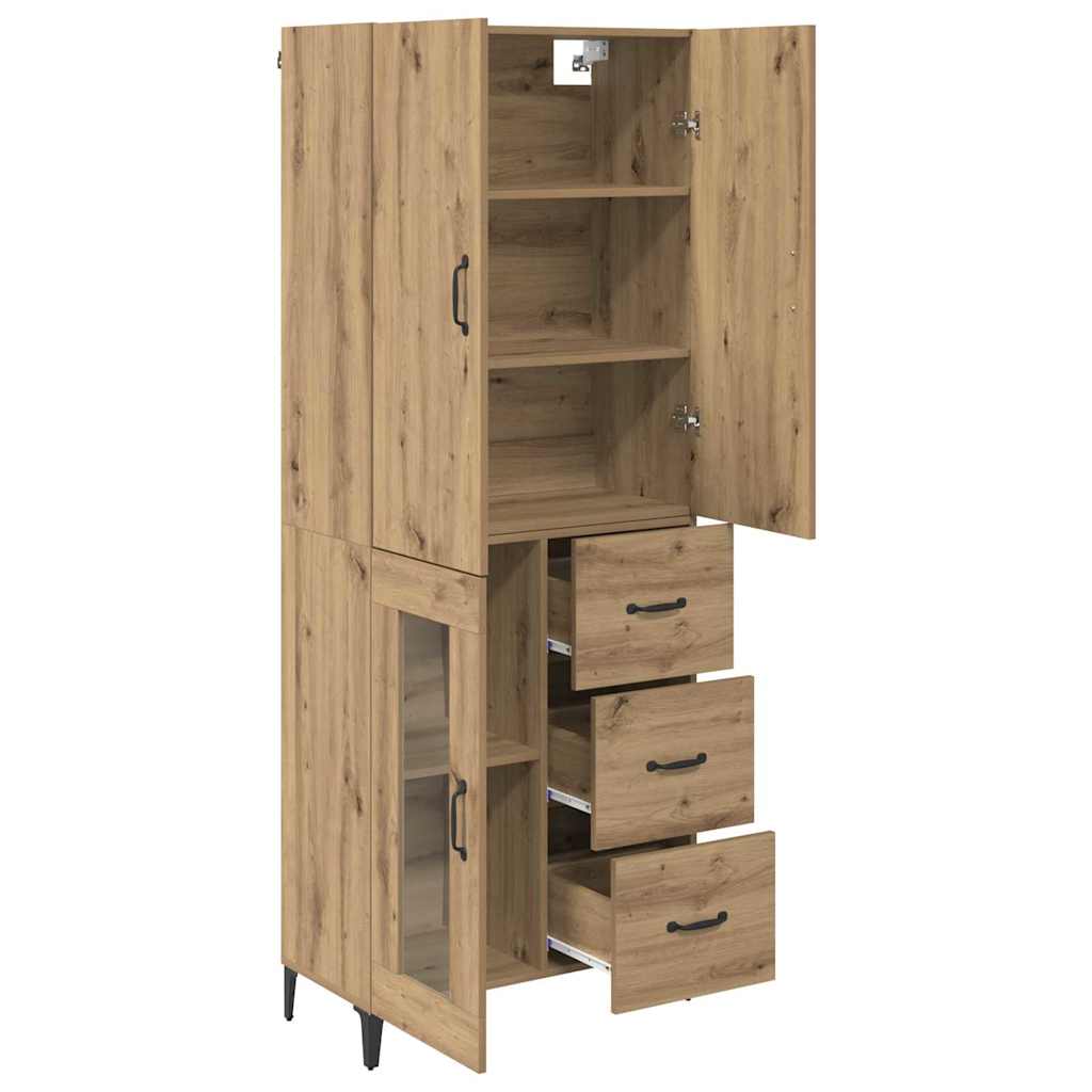 Highboard Artisan Eiken 69,5 x 34 x 180 cm Bewerkt hout is nu te koop bij PeponiXL, paradijselijk wonen!