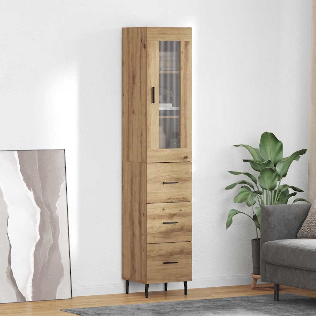 Highboard Artisan Eiken 34,5 x 34 x 180 cm Bewerkt hout is nu te koop bij PeponiXL, paradijselijk wonen!