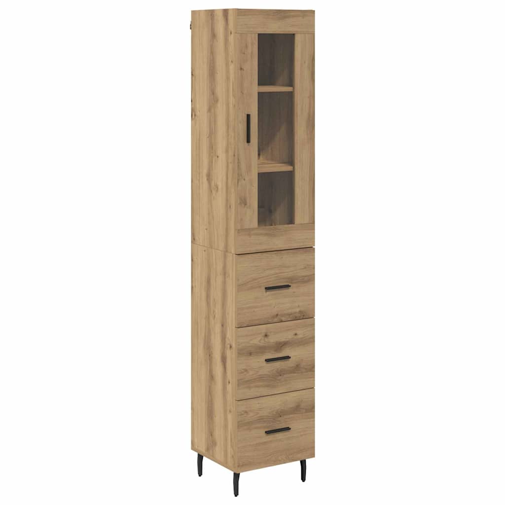 Highboard Artisan Eiken 34,5 x 34 x 180 cm Bewerkt hout is nu te koop bij PeponiXL, paradijselijk wonen!