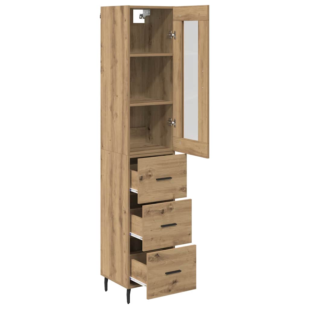 Highboard Artisan Eiken 34,5 x 34 x 180 cm Bewerkt hout is nu te koop bij PeponiXL, paradijselijk wonen!