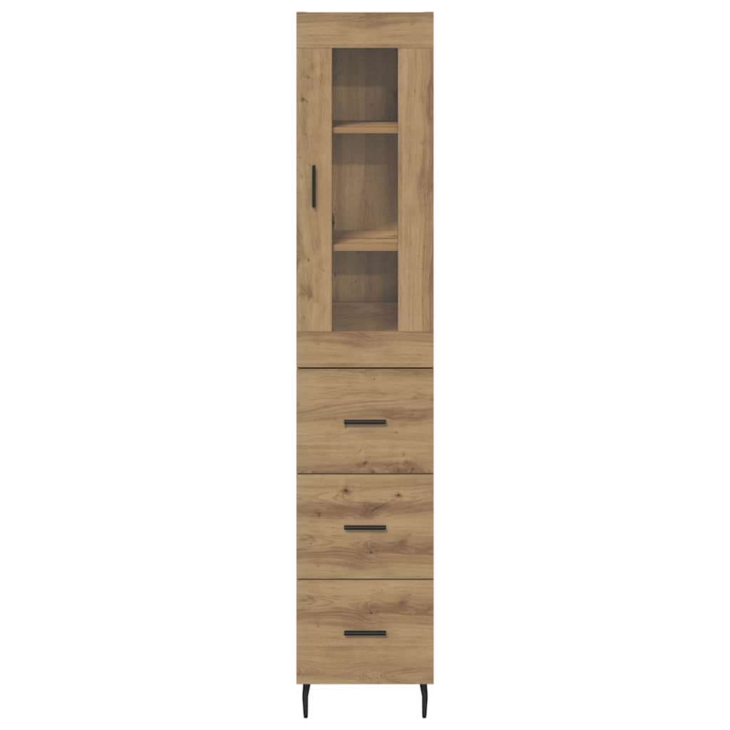 Highboard Artisan Eiken 34,5 x 34 x 180 cm Bewerkt hout is nu te koop bij PeponiXL, paradijselijk wonen!