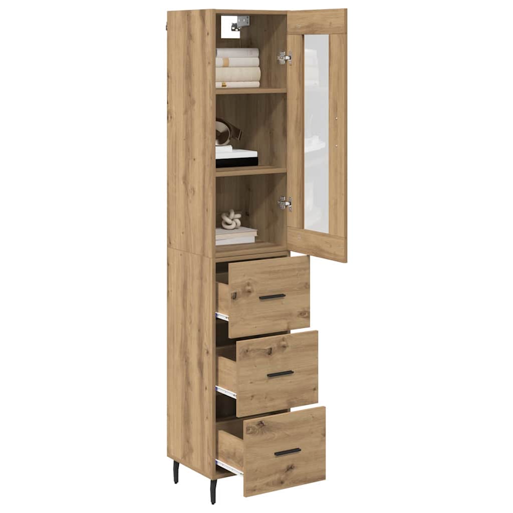 Highboard Artisan Eiken 34,5 x 34 x 180 cm Bewerkt hout is nu te koop bij PeponiXL, paradijselijk wonen!