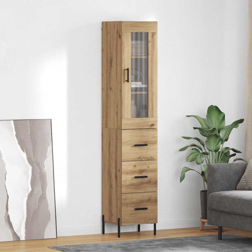 Highboard Artisan Eiken 34,5 x 34 x 180 cm Bewerkt hout is nu te koop bij PeponiXL, paradijselijk wonen!