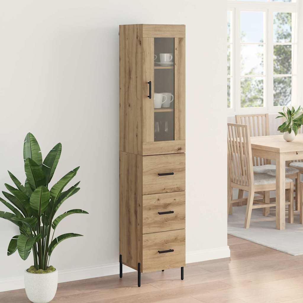 Highboard Artisan Eiken 34,5 x 34 x 180 cm Bewerkt hout is nu te koop bij PeponiXL, paradijselijk wonen!