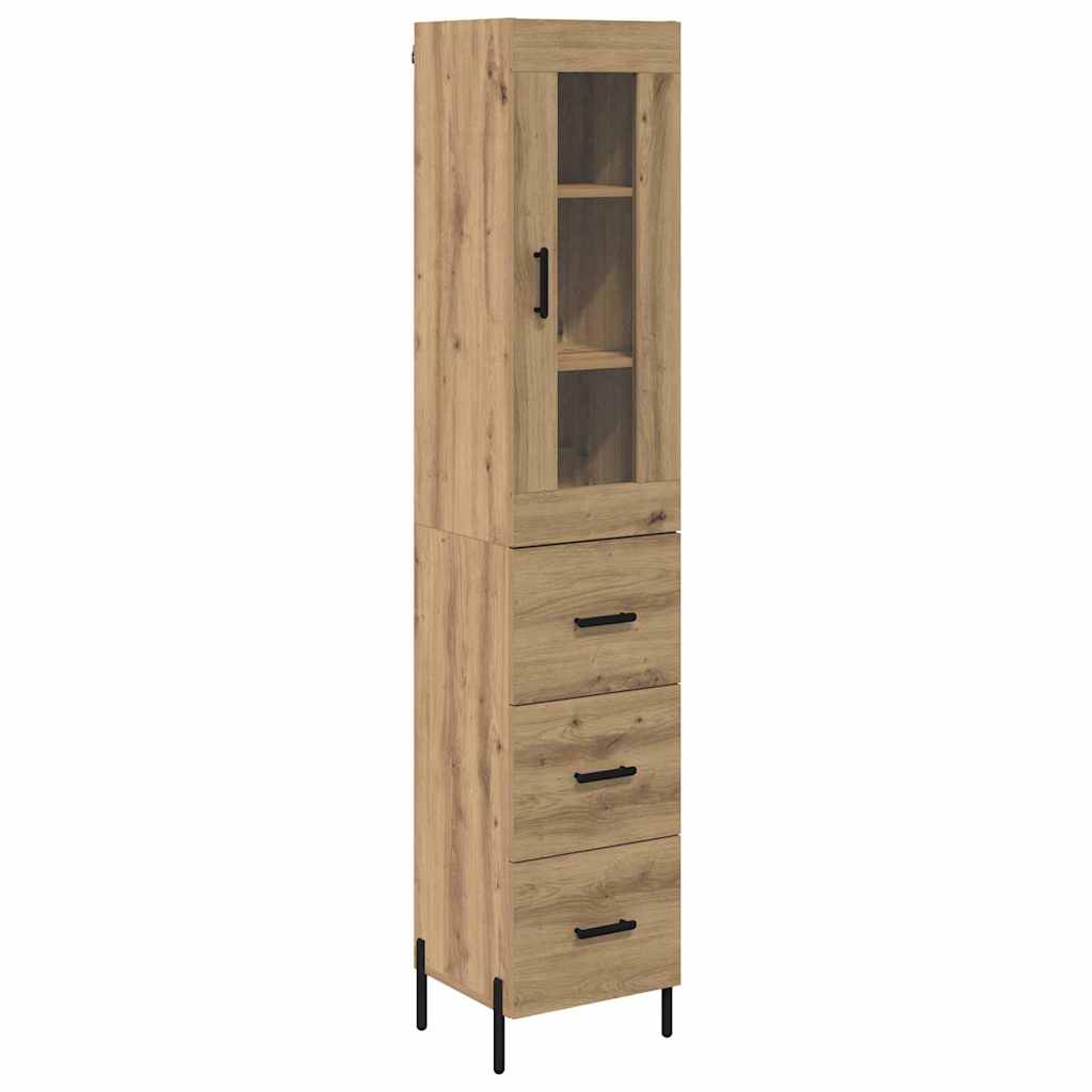 Highboard Artisan Eiken 34,5 x 34 x 180 cm Bewerkt hout is nu te koop bij PeponiXL, paradijselijk wonen!