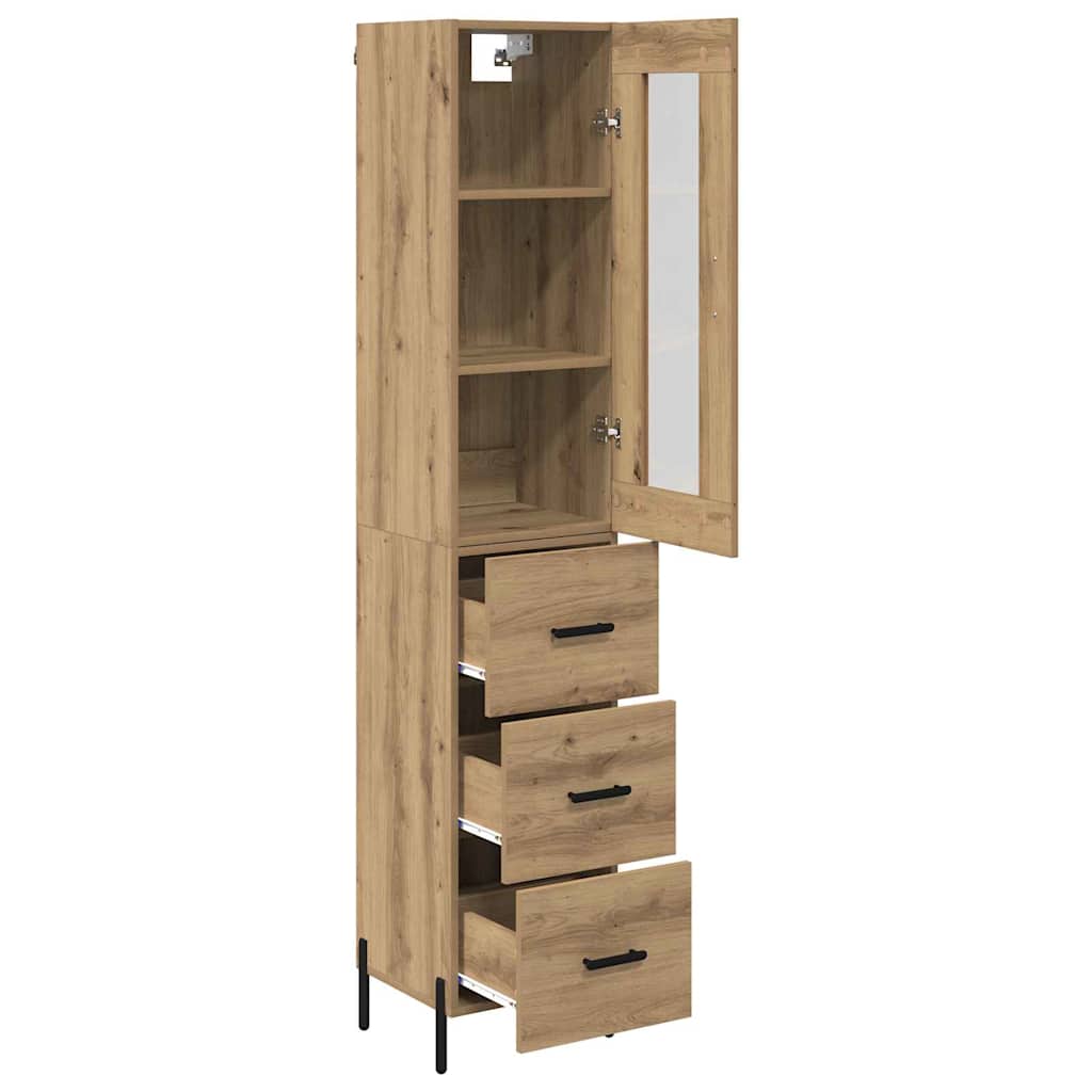 Highboard Artisan Eiken 34,5 x 34 x 180 cm Bewerkt hout is nu te koop bij PeponiXL, paradijselijk wonen!