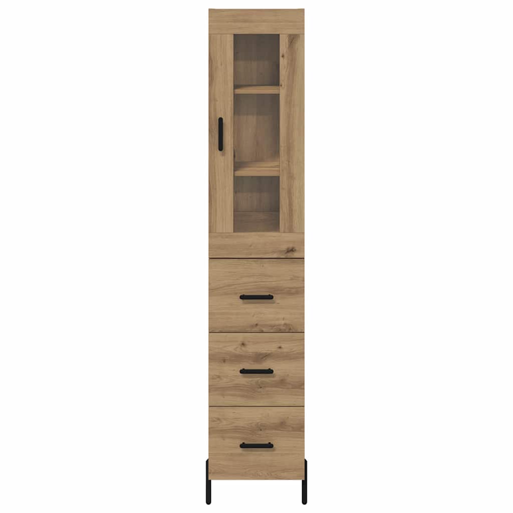 Highboard Artisan Eiken 34,5 x 34 x 180 cm Bewerkt hout is nu te koop bij PeponiXL, paradijselijk wonen!