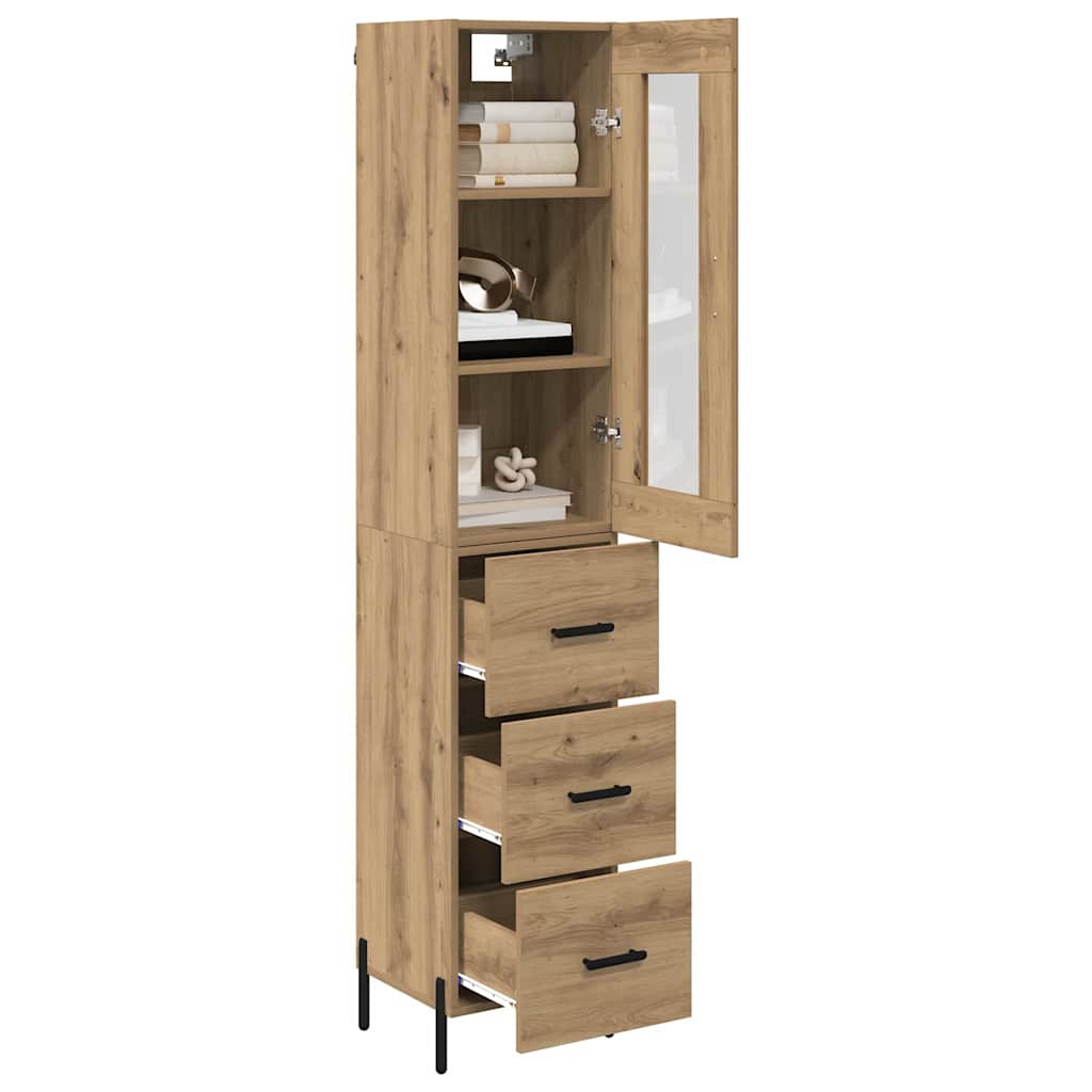 Highboard Artisan Eiken 34,5 x 34 x 180 cm Bewerkt hout is nu te koop bij PeponiXL, paradijselijk wonen!