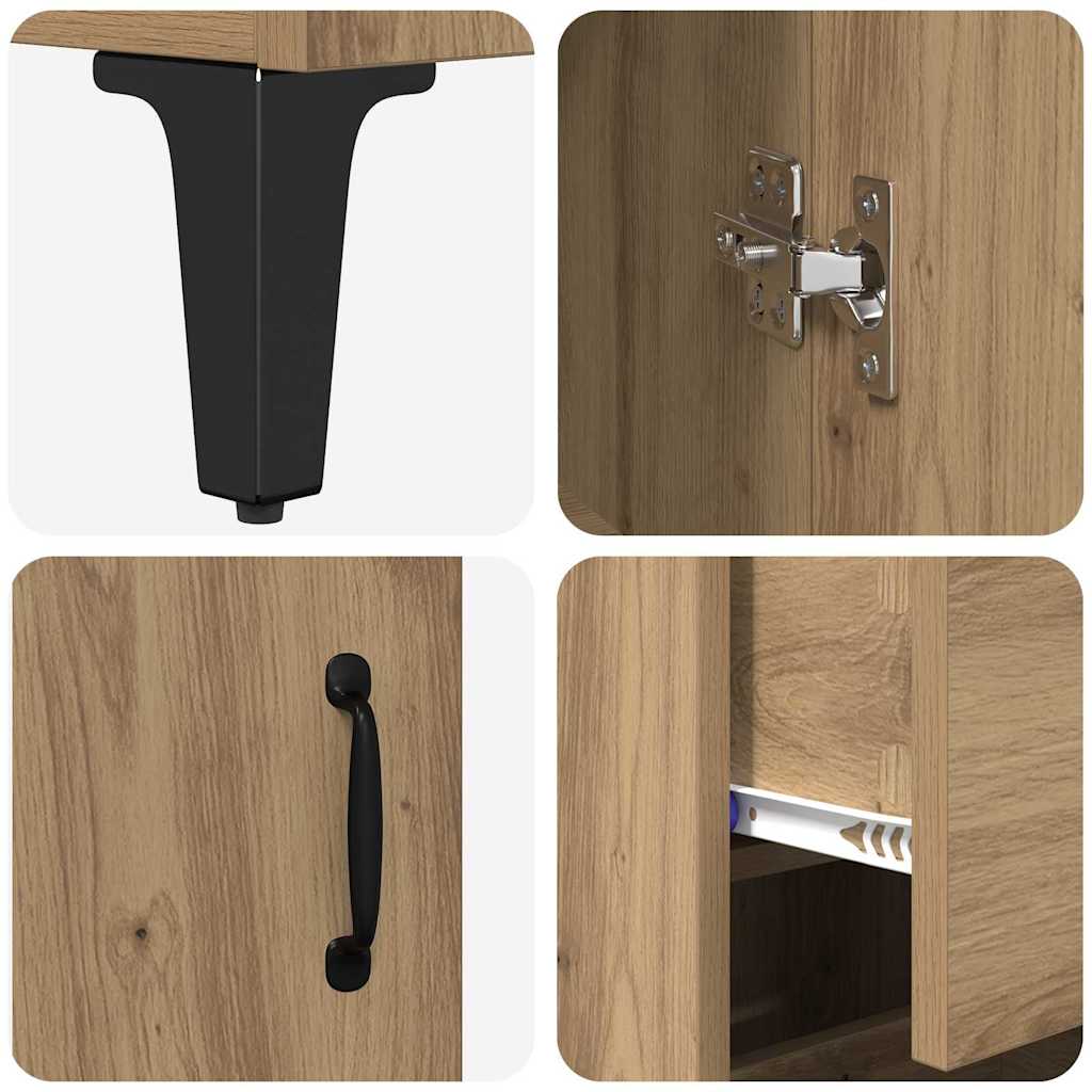 Highboard Artisan Eiken 69,5 x 34 x 180 cm Bewerkt hout is nu te koop bij PeponiXL, paradijselijk wonen!