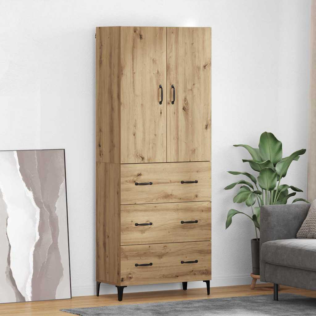 Highboard Artisan Eiken 69,5 x 34 x 180 cm Bewerkt hout is nu te koop bij PeponiXL, paradijselijk wonen!