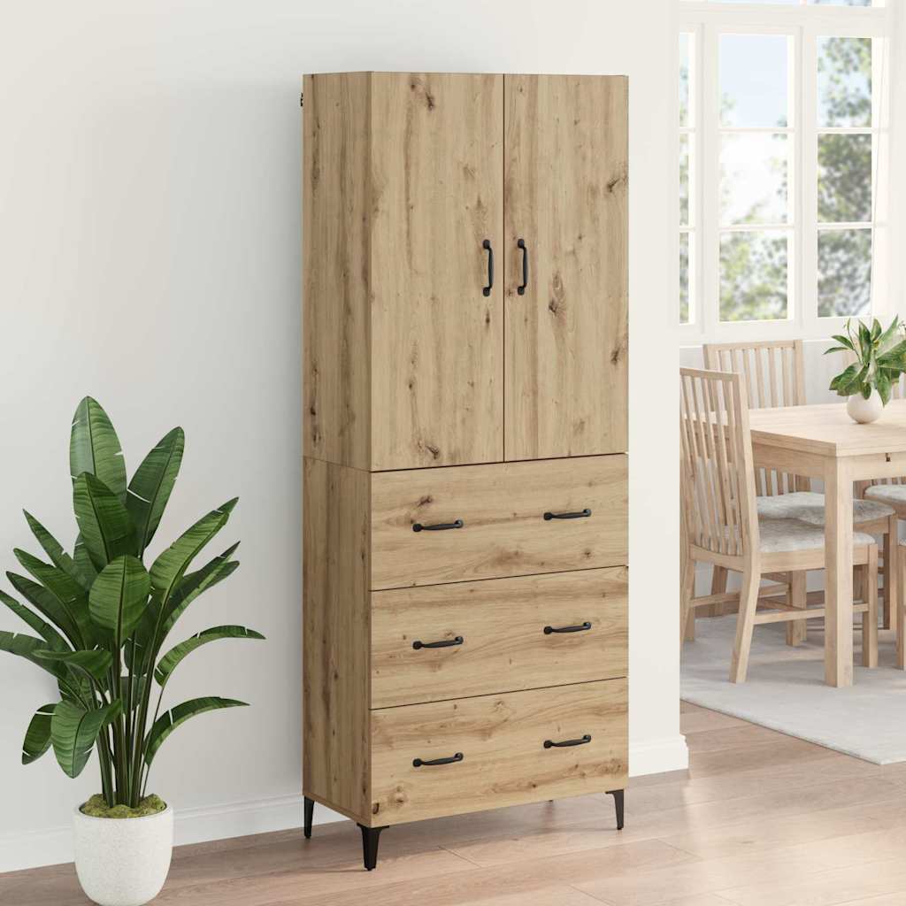 Highboard Artisan Eiken 69,5 x 34 x 180 cm Bewerkt hout is nu te koop bij PeponiXL, paradijselijk wonen!