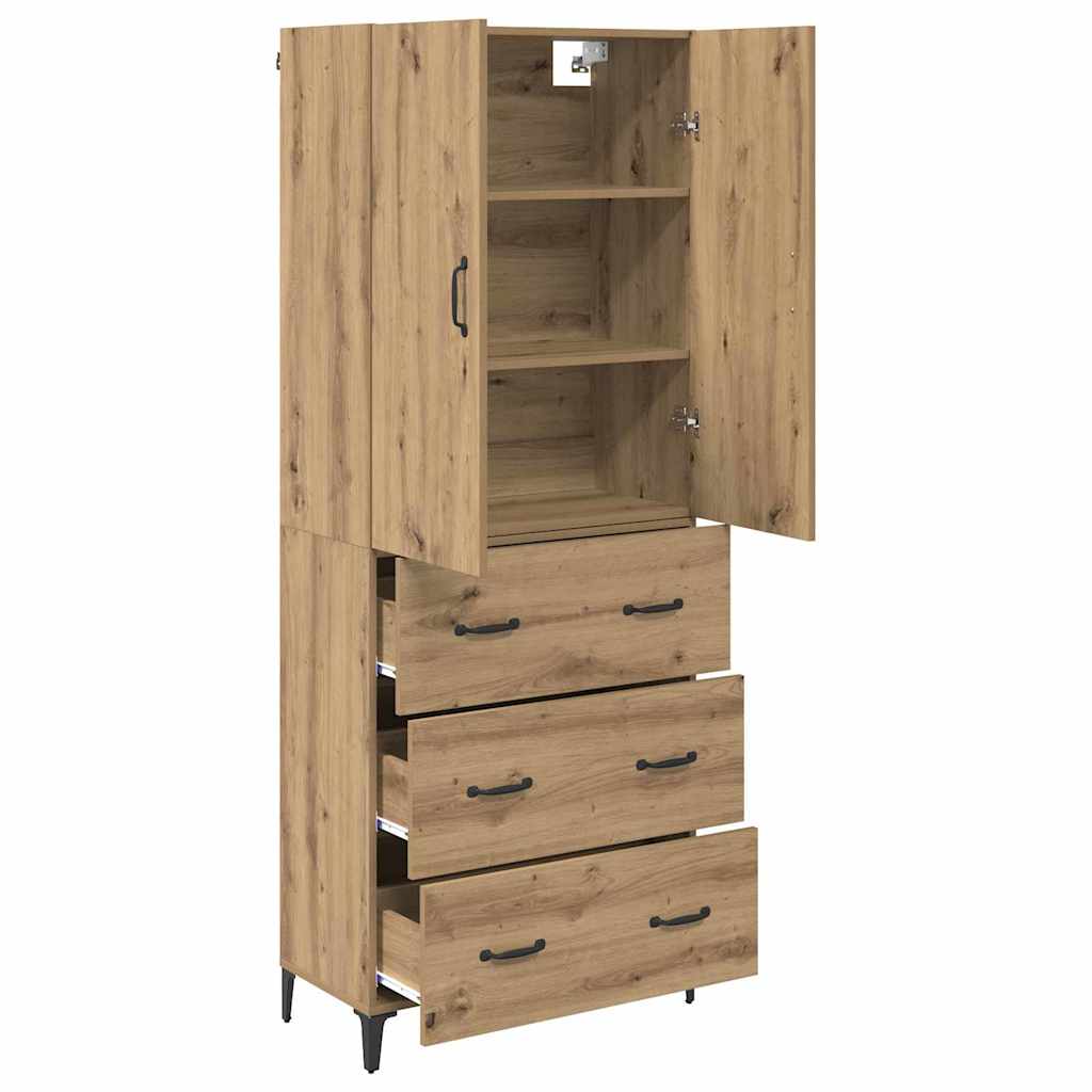 Highboard Artisan Eiken 69,5 x 34 x 180 cm Bewerkt hout is nu te koop bij PeponiXL, paradijselijk wonen!