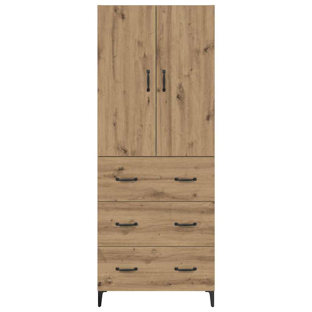 Highboard Artisan Eiken 69,5 x 34 x 180 cm Bewerkt hout is nu te koop bij PeponiXL, paradijselijk wonen!