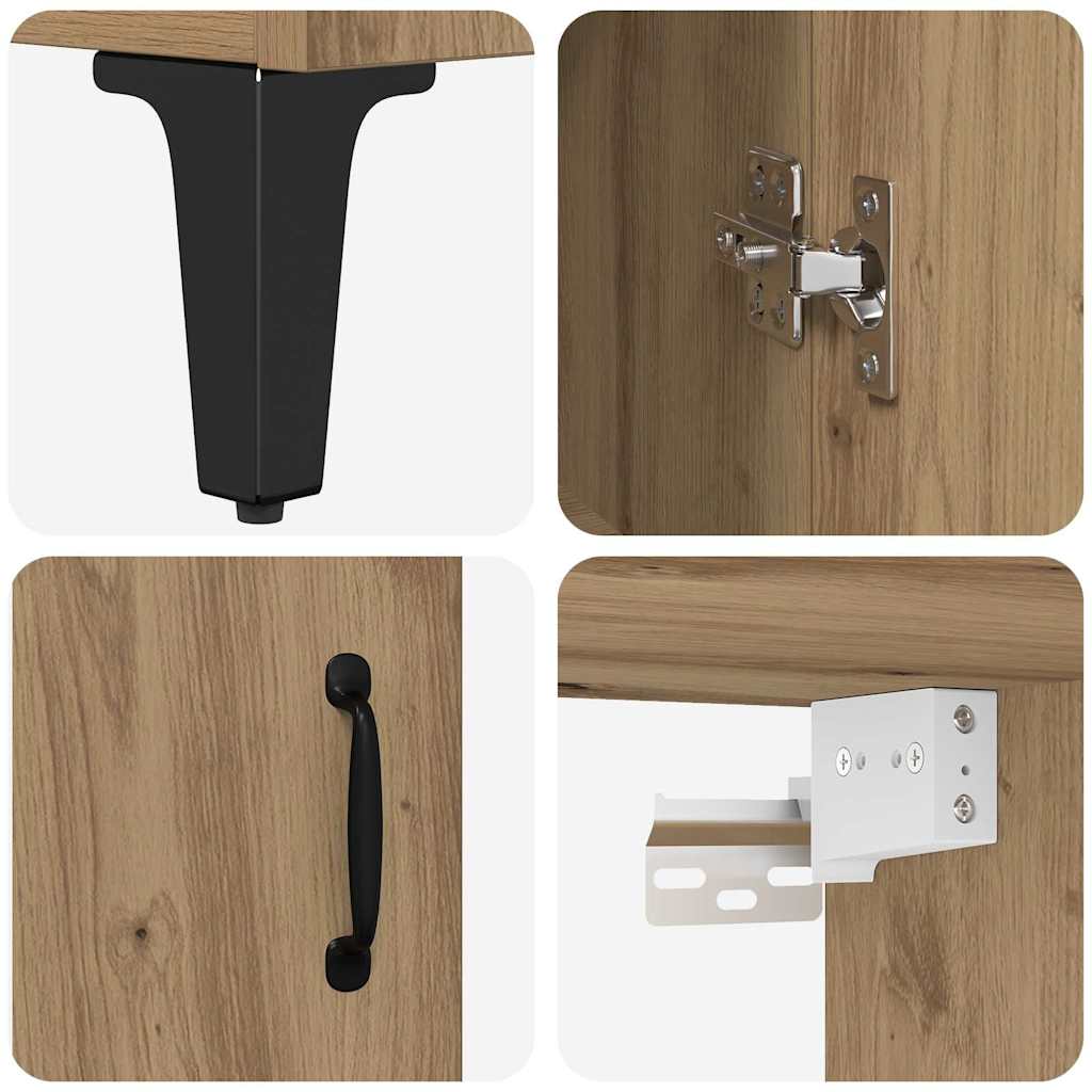 Highboard Artisan Eiken 69,5 x 34 x 180 cm Bewerkt hout is nu te koop bij PeponiXL, paradijselijk wonen!