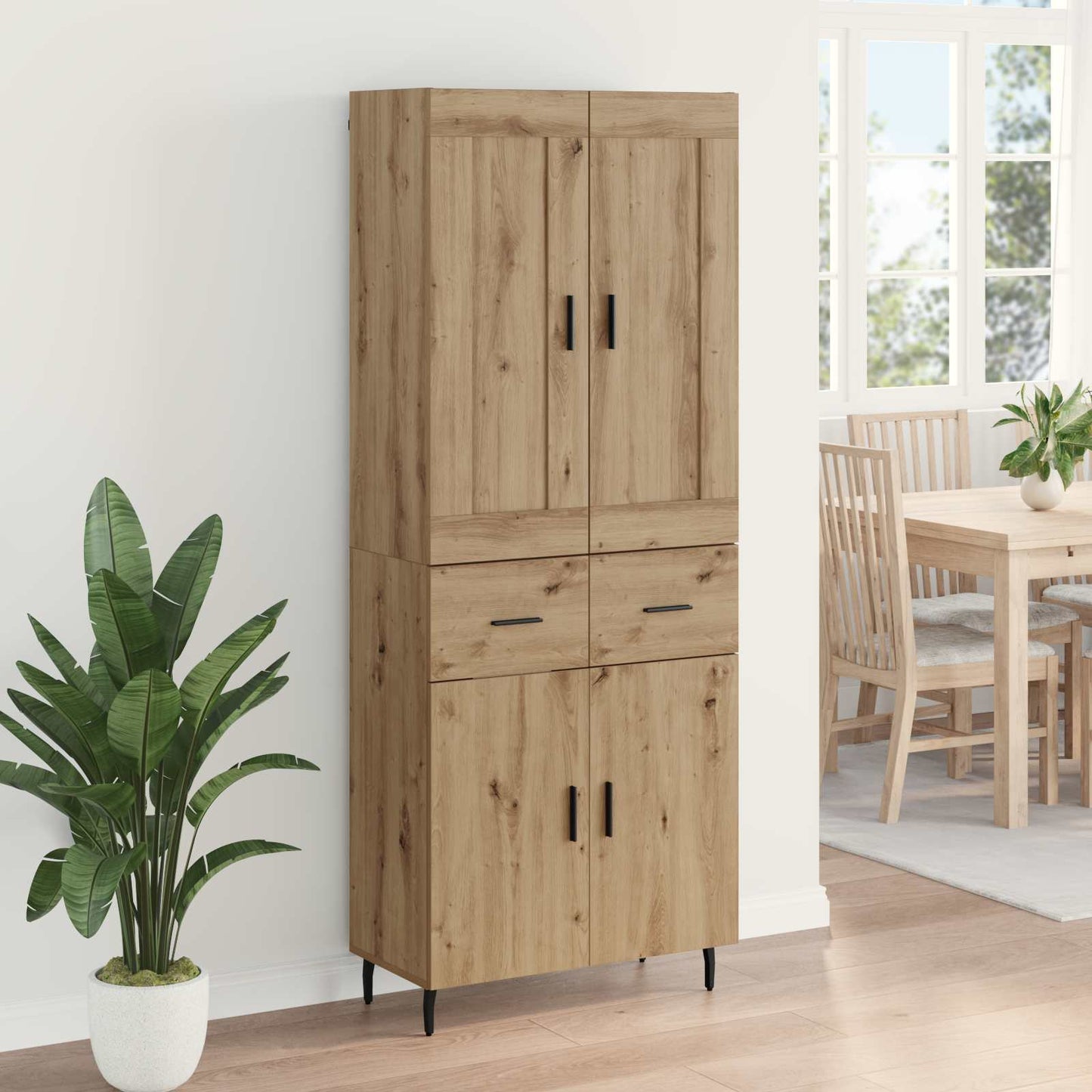 Hoge kast met lade 2 pcs Artisan Eiken Bewerkt hout is nu te koop bij PeponiXL, paradijselijk wonen!