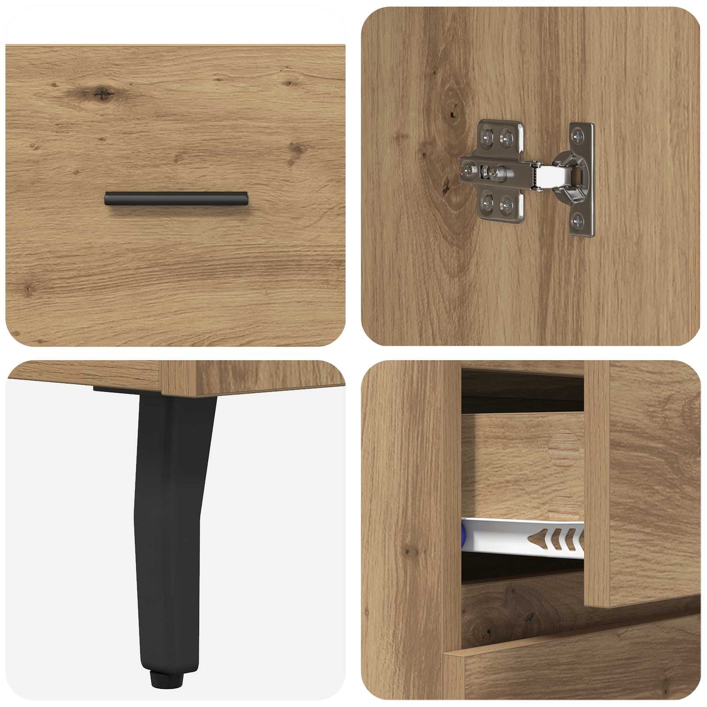 Hoge kast met lade 2 pcs Artisan Eiken Bewerkt hout is nu te koop bij PeponiXL, paradijselijk wonen!