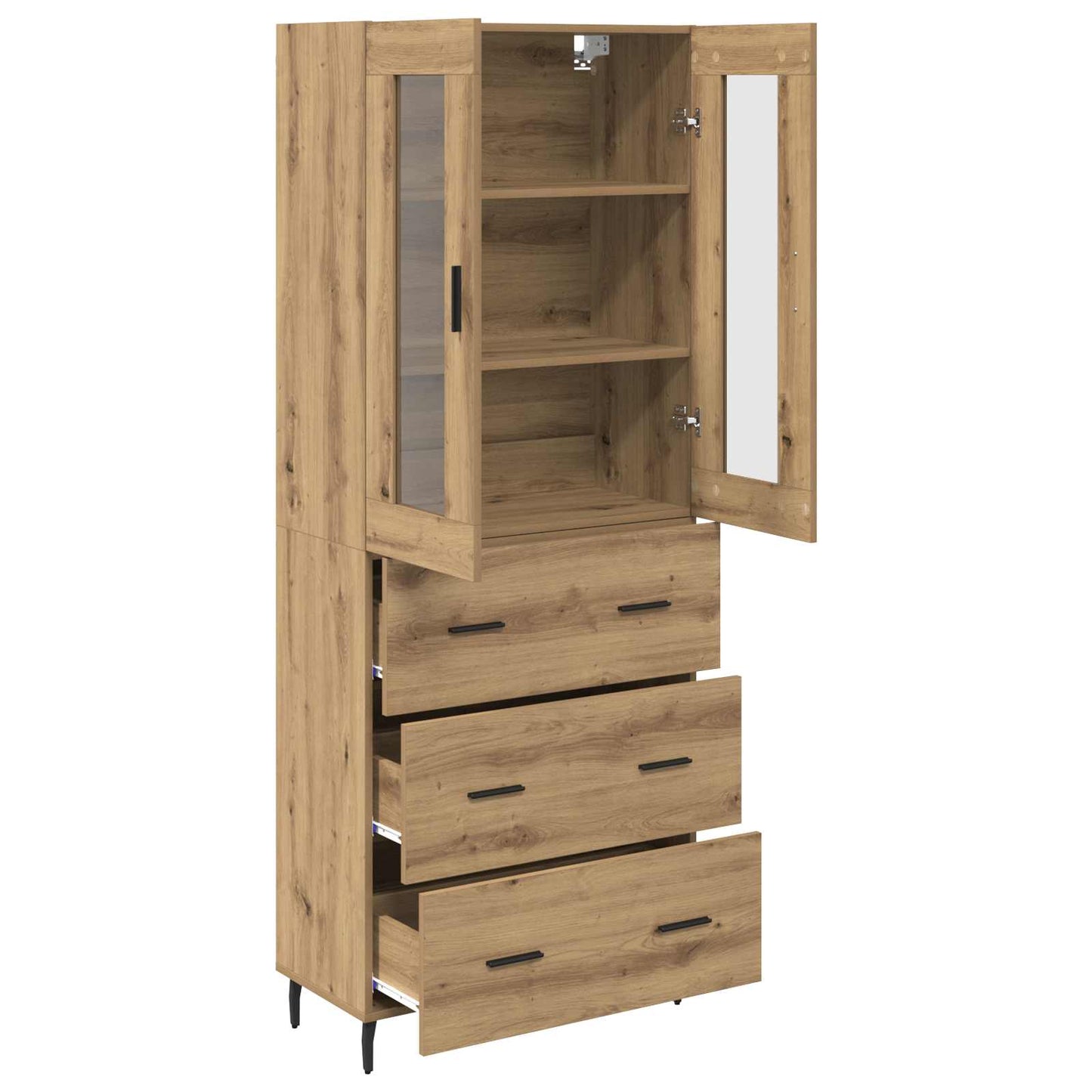 Hoge kast met lade 2 pcs Artisan Eiken Bewerkt hout is nu te koop bij PeponiXL, paradijselijk wonen!