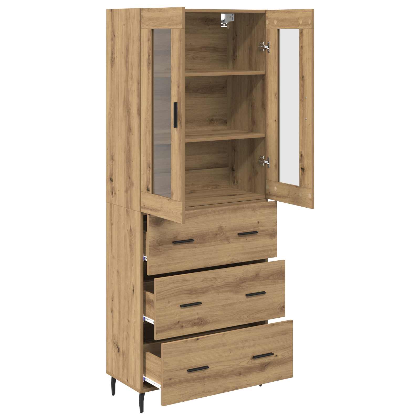 Hoge kast met lade 2 pcs Artisan Eiken Bewerkt hout is nu te koop bij PeponiXL, paradijselijk wonen!