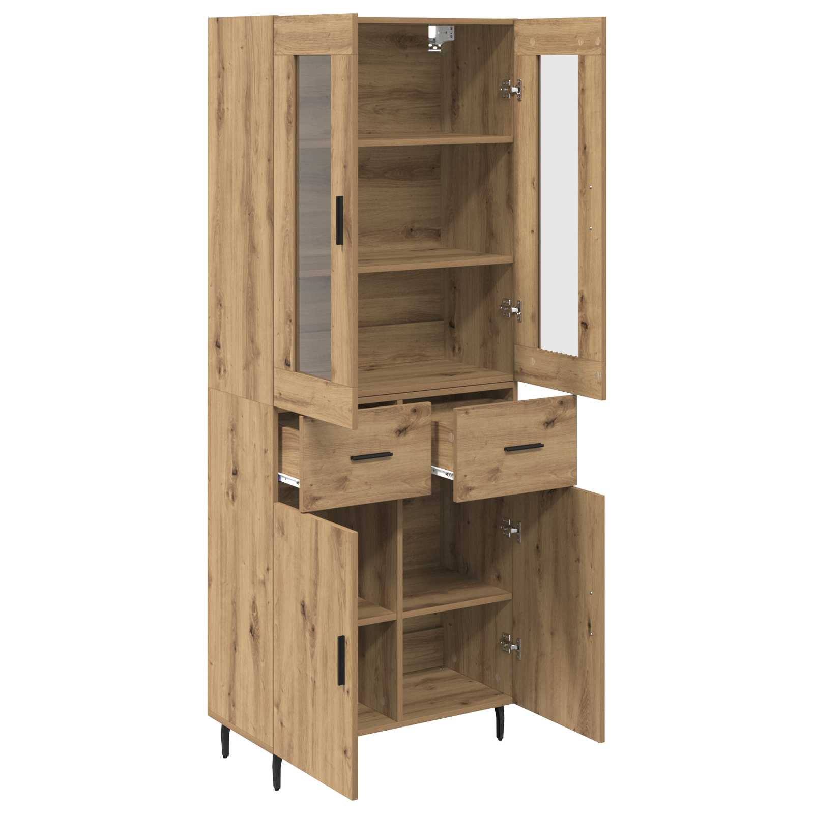 Hoge kast met lade 2 pcs Artisan Eiken Bewerkt hout is nu te koop bij PeponiXL, paradijselijk wonen!