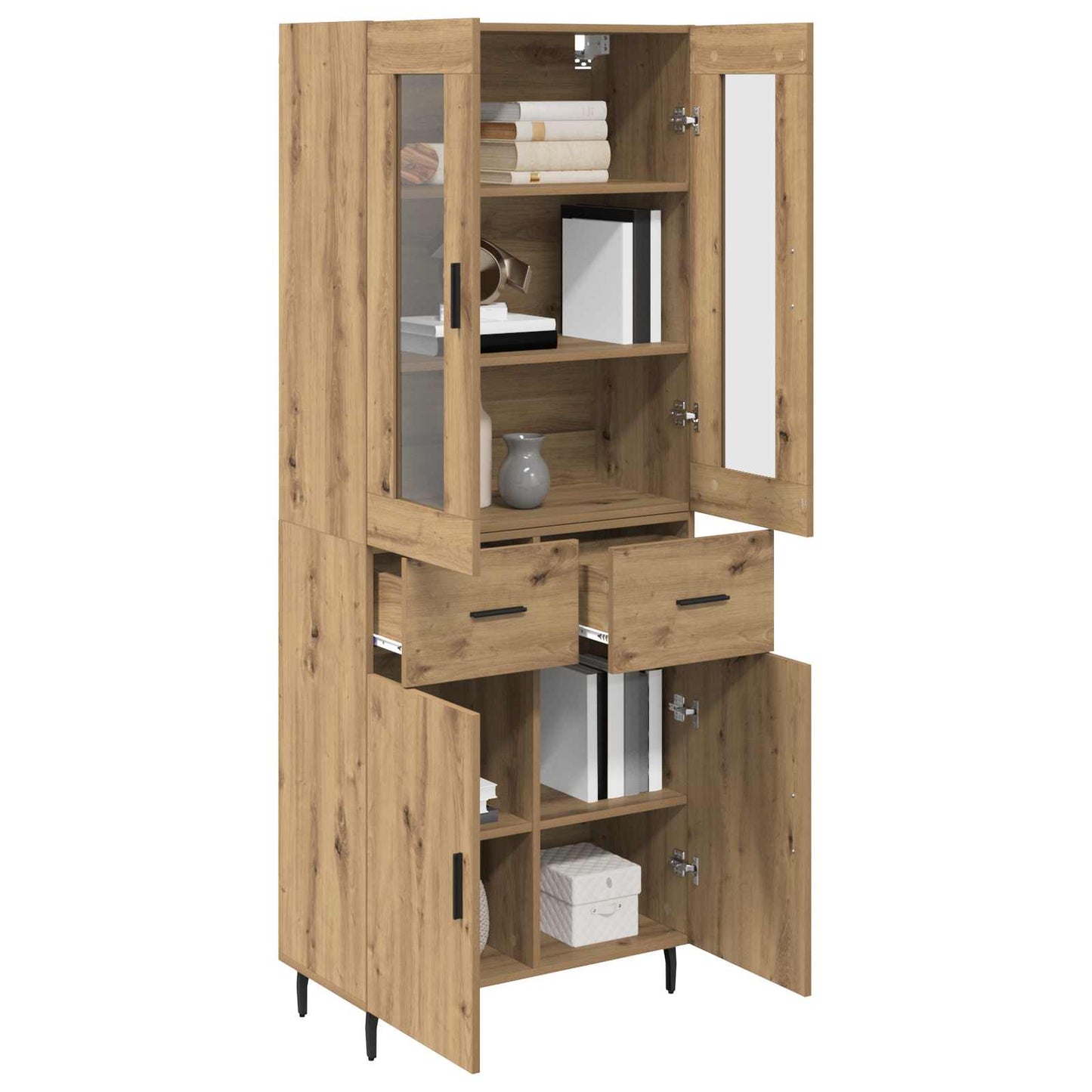Hoge kast met lade 2 pcs Artisan Eiken Bewerkt hout is nu te koop bij PeponiXL, paradijselijk wonen!