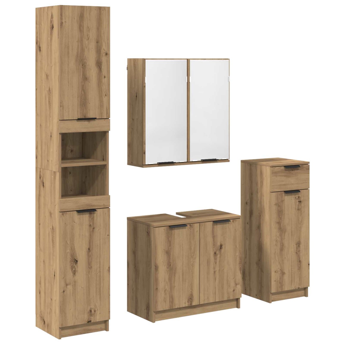 Badkamermeubelset 4 st Artisan Eiken 64,5 x 33,5 x 59 cm is nu te koop bij PeponiXL, paradijselijk wonen!