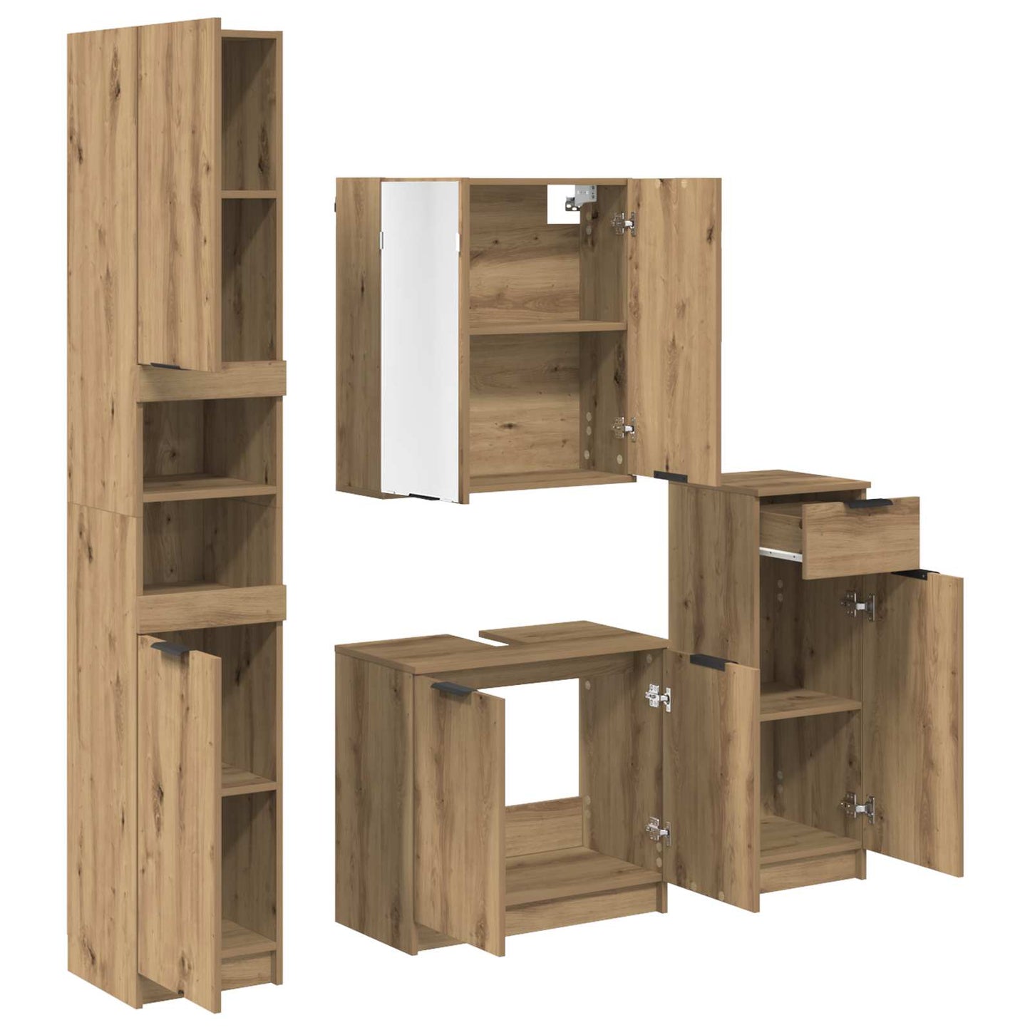 Badkamermeubelset 4 st Artisan Eiken 64,5 x 33,5 x 59 cm is nu te koop bij PeponiXL, paradijselijk wonen!