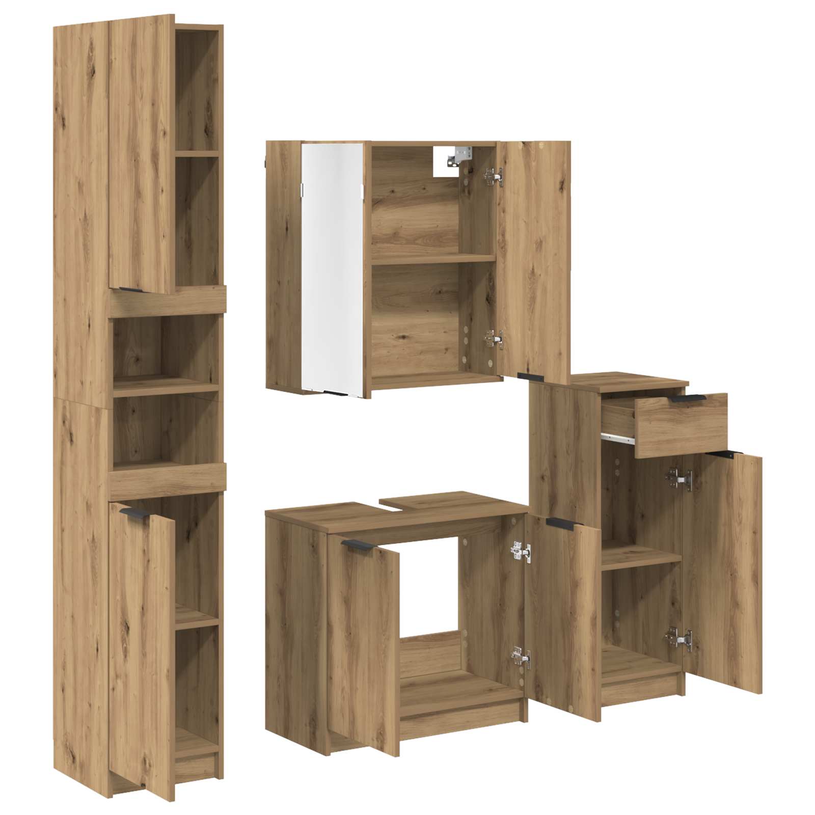 Badkamermeubelset 4 st Artisan Eiken 64,5 x 33,5 x 59 cm is nu te koop bij PeponiXL, paradijselijk wonen!