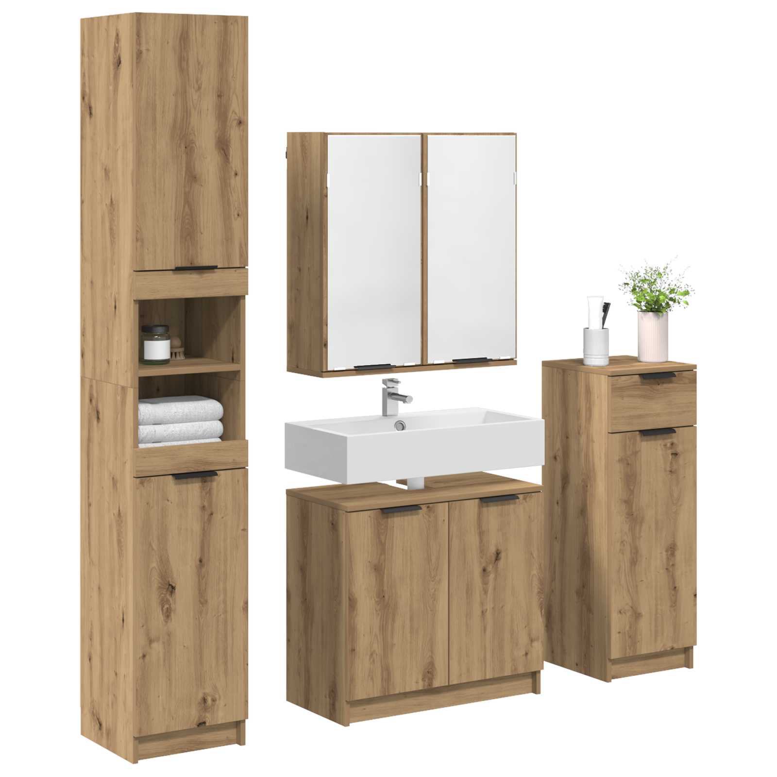 Badkamermeubelset 4 st Artisan Eiken 64,5 x 33,5 x 59 cm is nu te koop bij PeponiXL, paradijselijk wonen!