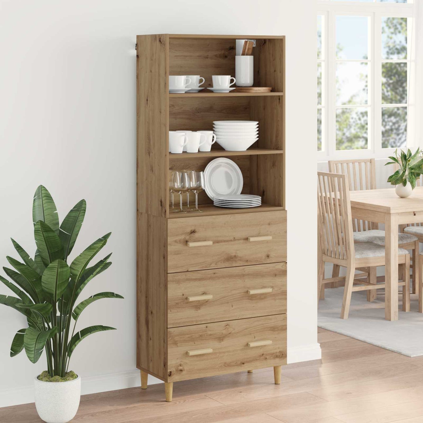 Hoge kast Artisan Eiken 69,5 x 32,5 x 180 cm Bewerkt hout is nu te koop bij PeponiXL, paradijselijk wonen!