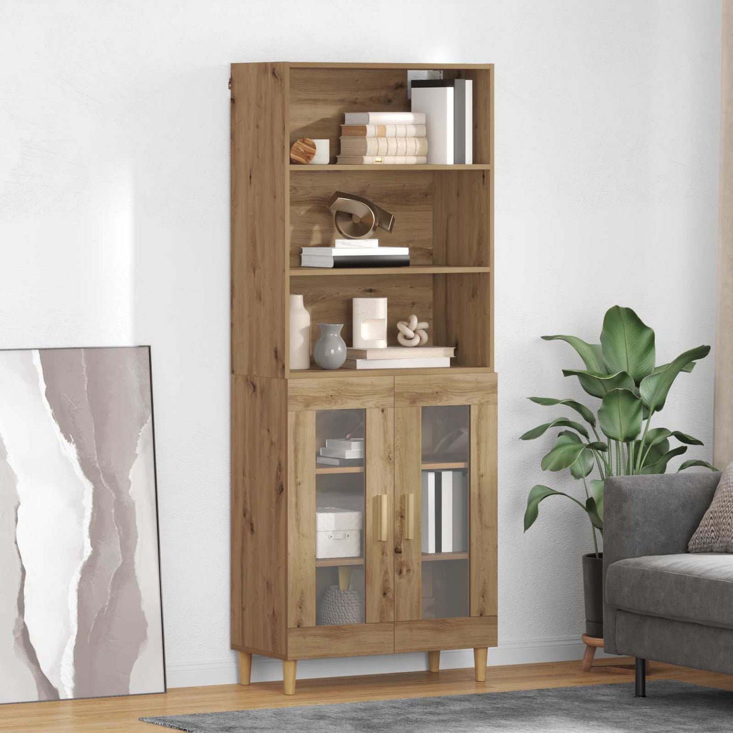 Hoge kast Artisan Eiken 69,5 x 32,5 x 180 cm Bewerkt hout is nu te koop bij PeponiXL, paradijselijk wonen!