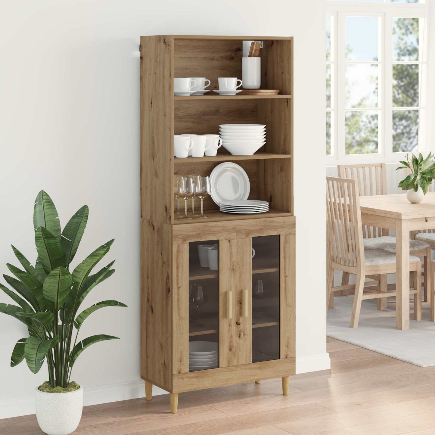 Hoge kast Artisan Eiken 69,5 x 32,5 x 180 cm Bewerkt hout is nu te koop bij PeponiXL, paradijselijk wonen!