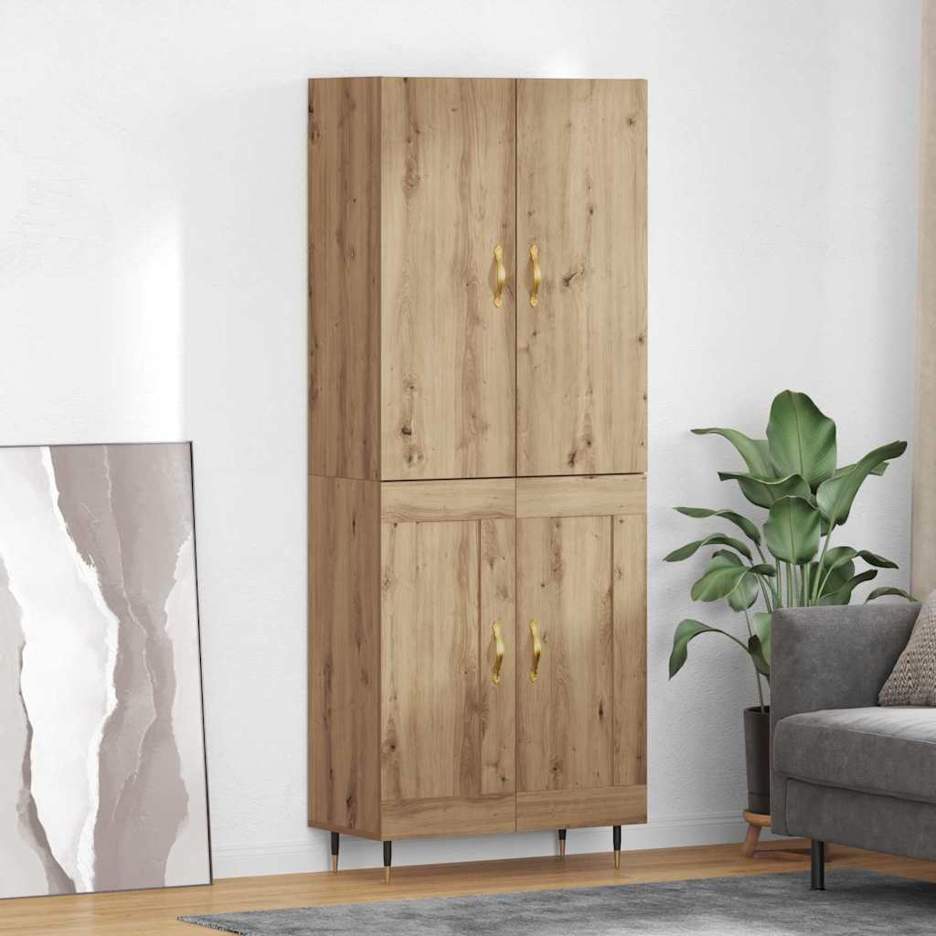 Highboard Artisan Eiken 69,5 x 34 x 180 cm Bewerkt hout is nu te koop bij PeponiXL, paradijselijk wonen!