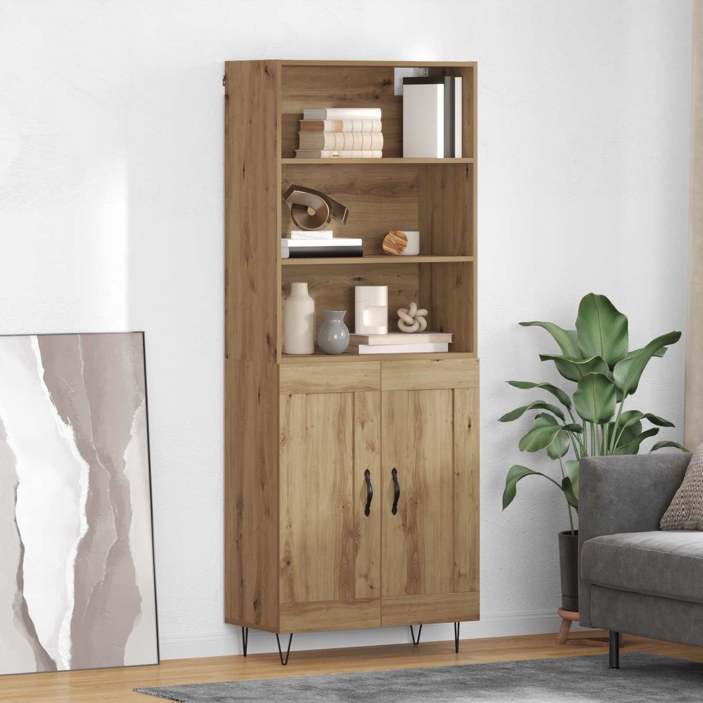 Hoge kast 2 pcs Artisan Eiken Bewerkt hout is nu te koop bij PeponiXL, paradijselijk wonen!